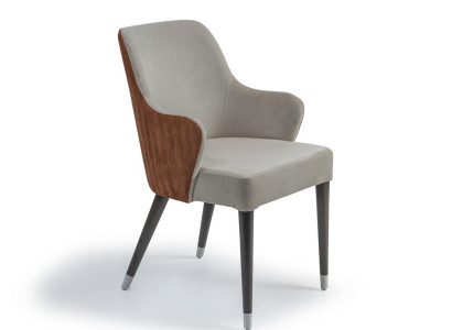 Luxus Stuhl mit Armlehnen Grau Polstersitz Modern Esszimmer Designer Möbel